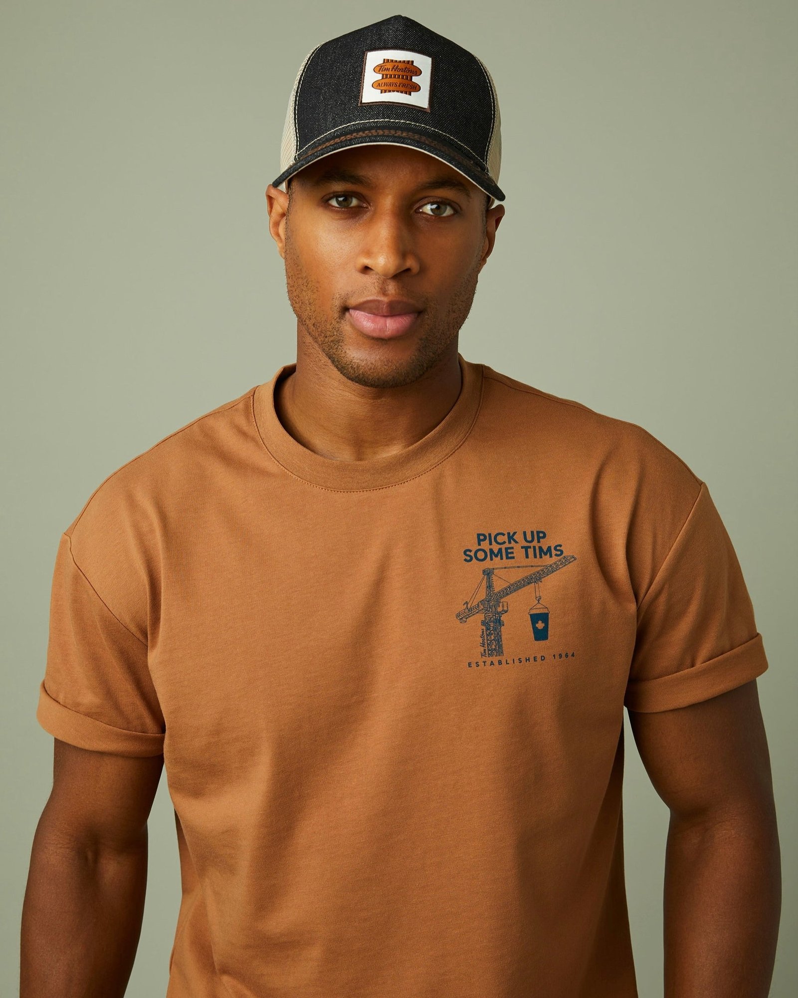 WorkwearHat__059 Tims Trucker Hat - Denim/Maple - Image 1